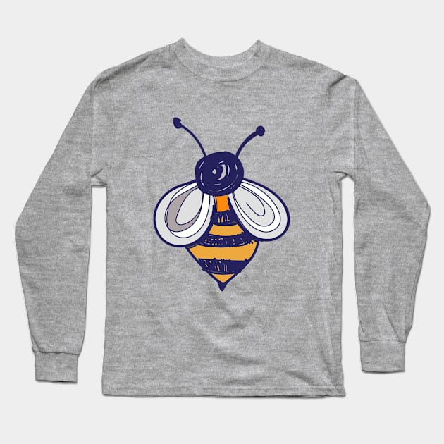 Honey Bee, Cute, Fun Drawing of a Honey Bee Long Sleeve T-Shirt by 1FunLife